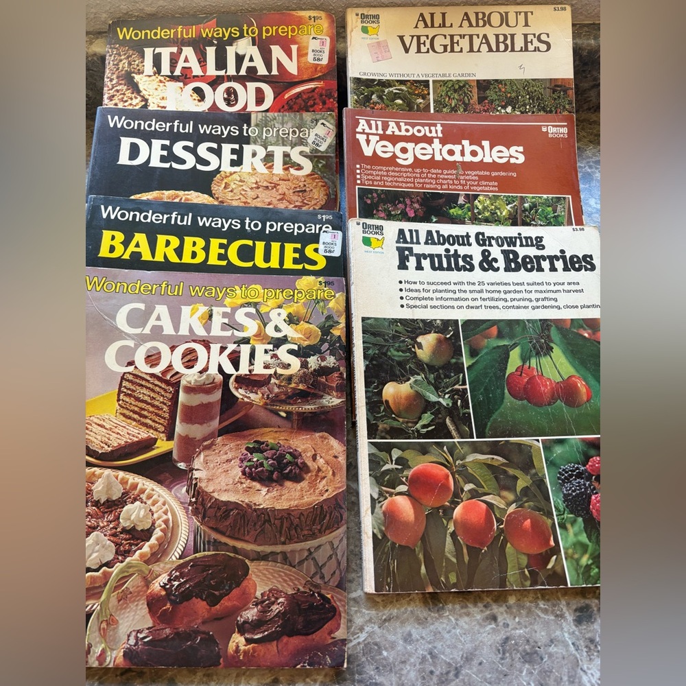 7 Vintage Paperback Cookbooks/Gardening Books from the 70’s